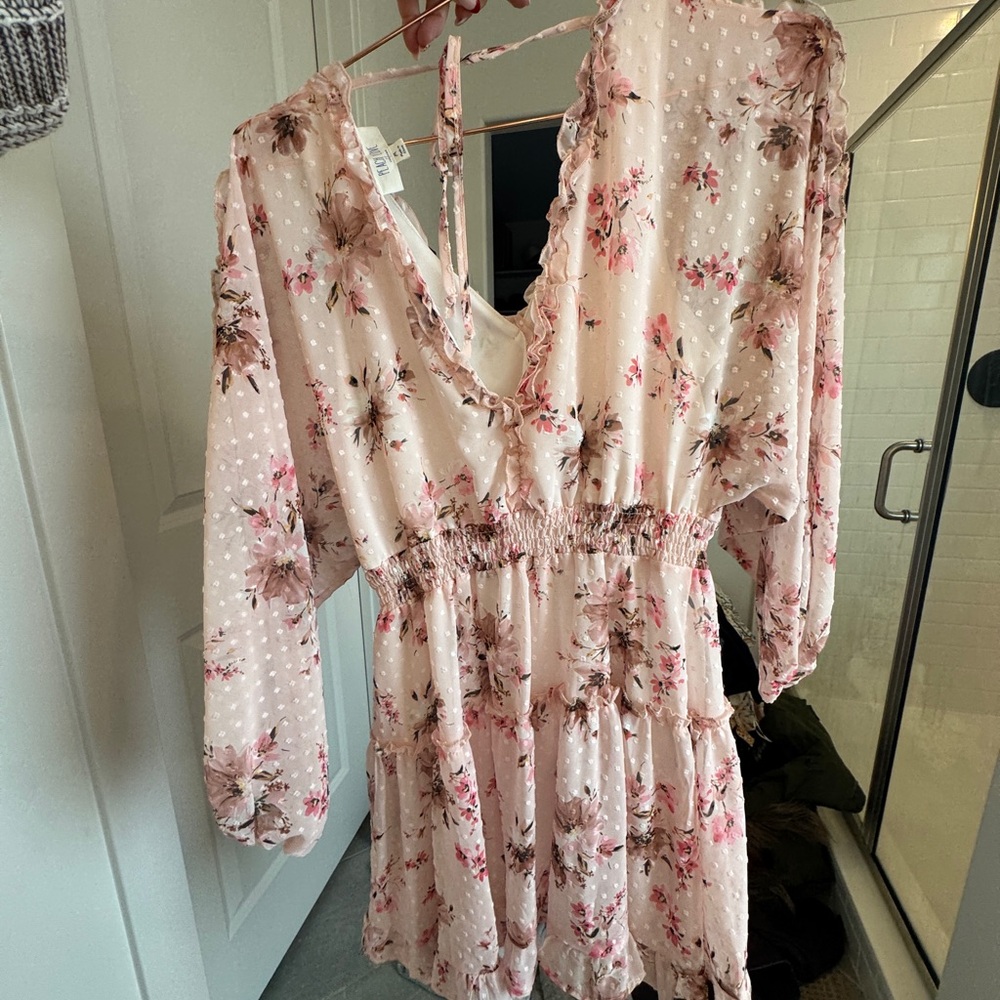 Peach Love California Pink Floral Mini Dress - Picture 2 of 4